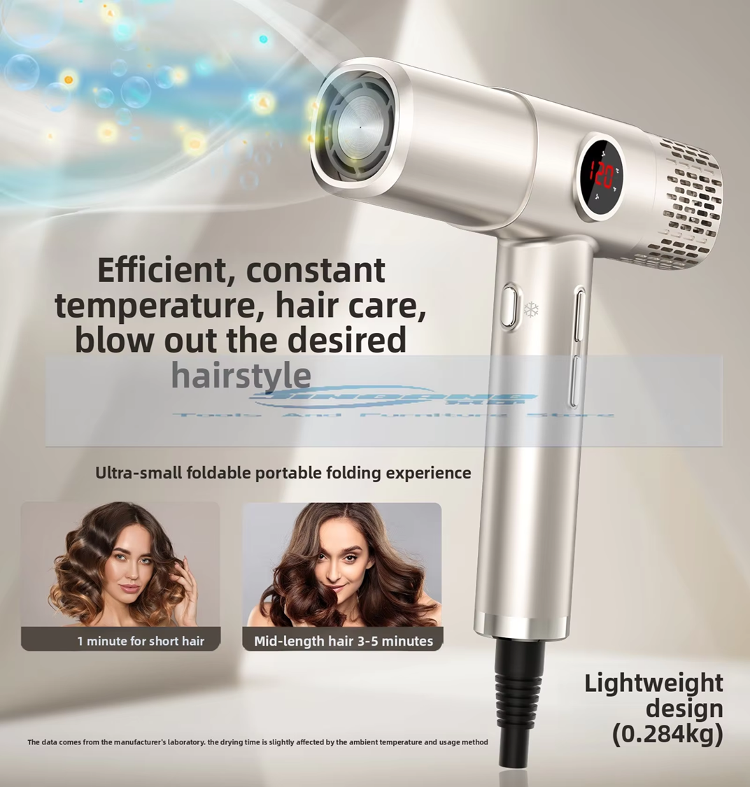 High-Speed Hair Dryer Constant Temperature Hair Care T-Shaped Lightweight Brushless Hair Salon Hairstylist and Hair Dryer