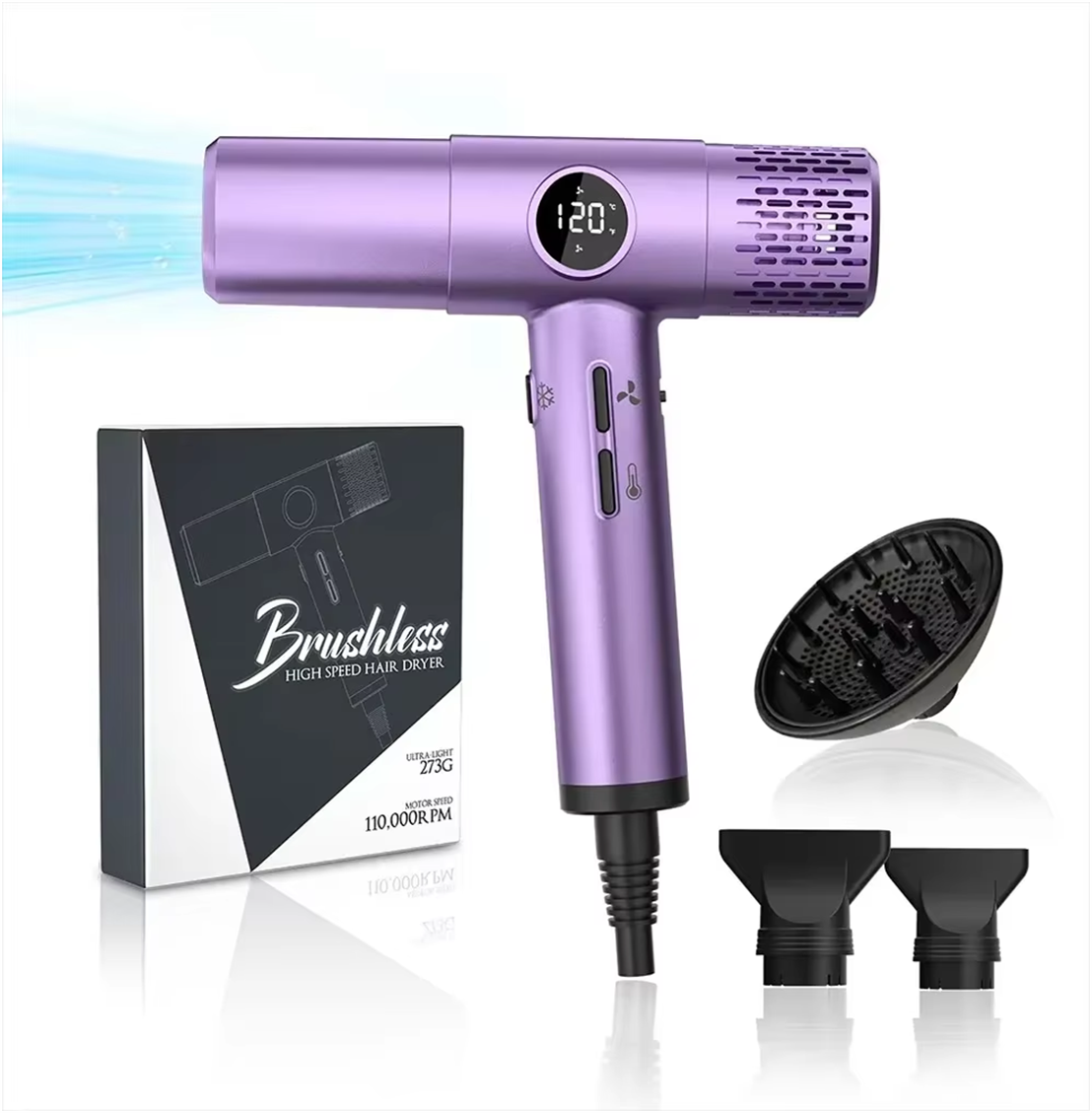 High-Speed Hair Dryer Constant Temperature Hair Care T-Shaped Lightweight Brushless Hair Salon Hairstylist and Hair Dryer